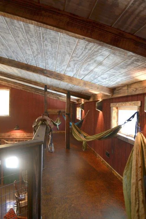 Hammocks hanging in loft hallway