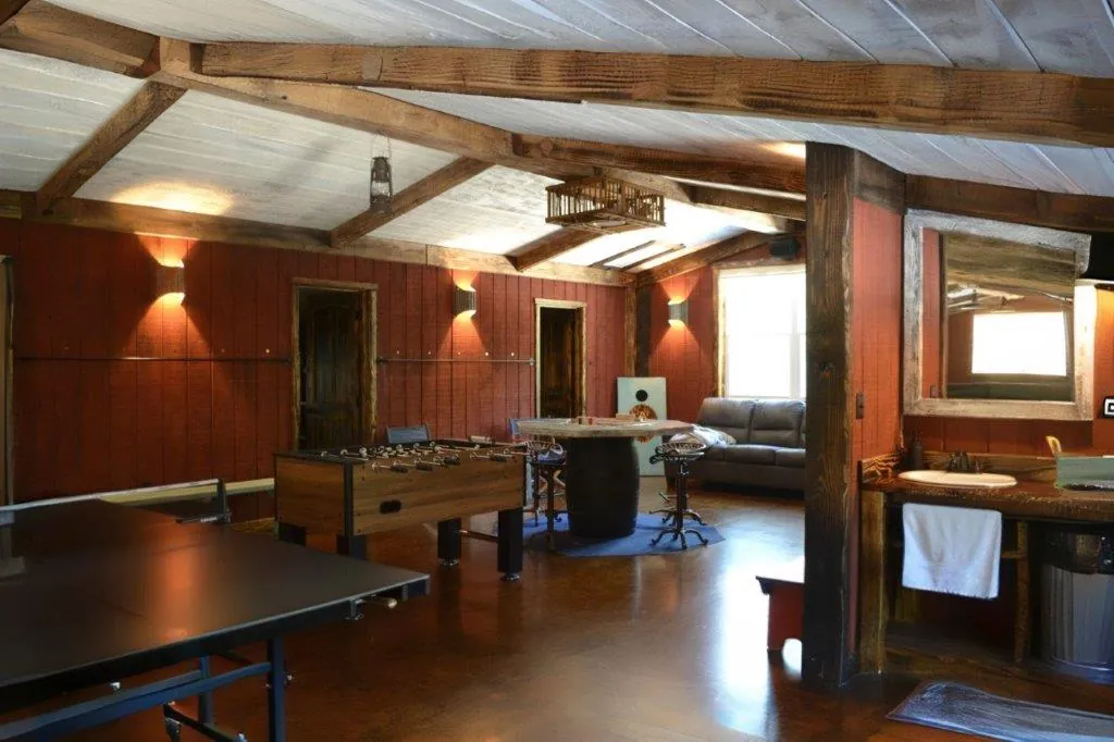 Loft game room with foosball and ping pong