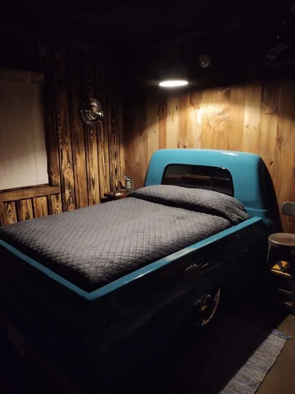 Chevy truck bed at night